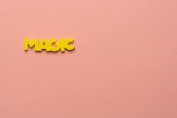Color inspirational words: girl, power, magic, dream on a bright pink background