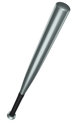 Metal professional softball or baseball bat isolated on white background.