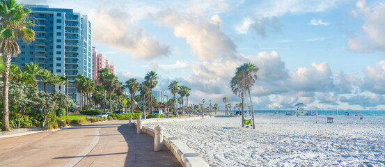 Beautiful Clearwater beach with white sand in Florida USA