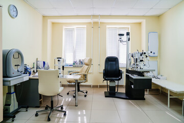 interior of a modern ophthalmological office in an optics store or clinic. 