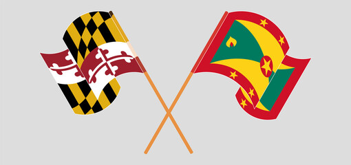 Crossed and waving flags of the State of Maryland and Grenada