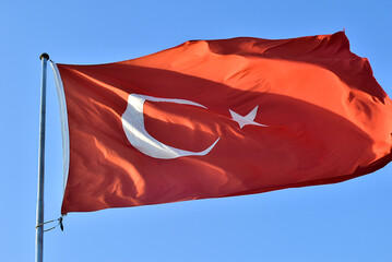 turkish flag on the wind