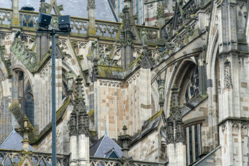 Naklejka premium `s-Hertogenbosch, the Netherlands on December 14, 2021: cityscape in Christmas time North Brabant province in the Netherlands.