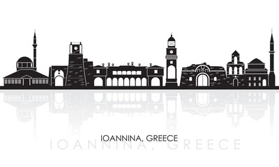 Obraz premium Cartoon Skyline panorama of city of Ioannina, Epirus, Greece - vector illustration