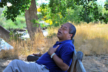 African american male expressions outdoors.