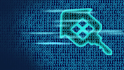 Digital Data Screen with Home and Key Symbol on Futuristic Background
