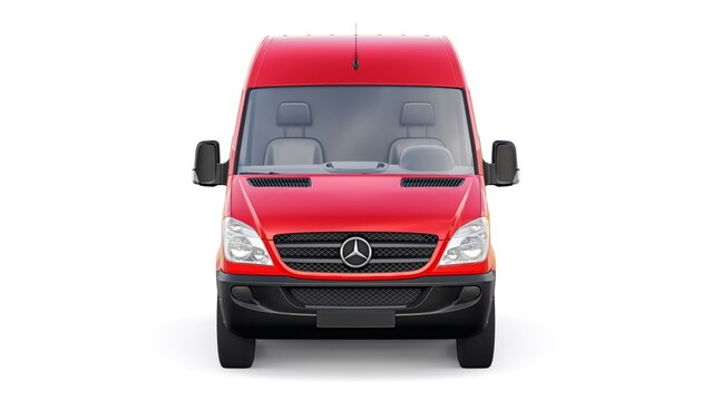 Berlin, Germany. April 28, 2022: Mercedes-Benz Sprinter. red european commercial van isolated on white background. 3d illustration