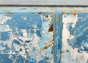 abstract corroded old blue paint on metal walls The wall is cracked with old blue paint, Rusty on old metal background