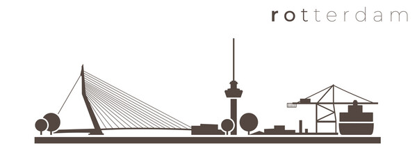 Rotterdam Eenvoudige Monochrome Stijlvolle Skyline