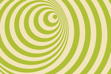 Striped spiral abstract tunnel background. Optical illusion funnel. Twisted beams. Twisted stripes light green tunnel