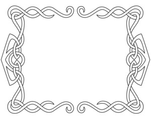 Celtic ornament frame horizontal - vector linear element for coloring, text design and typography products. Celtic frame for coloring book. Outline.