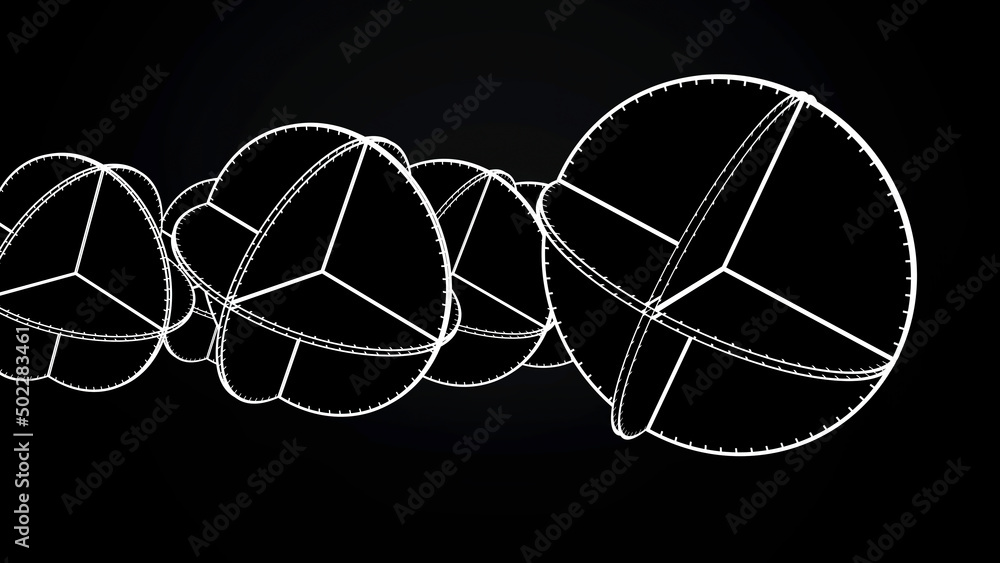 Poster animation of intersecting white circles. abstract animation of rotating complex geometric shapes on 
