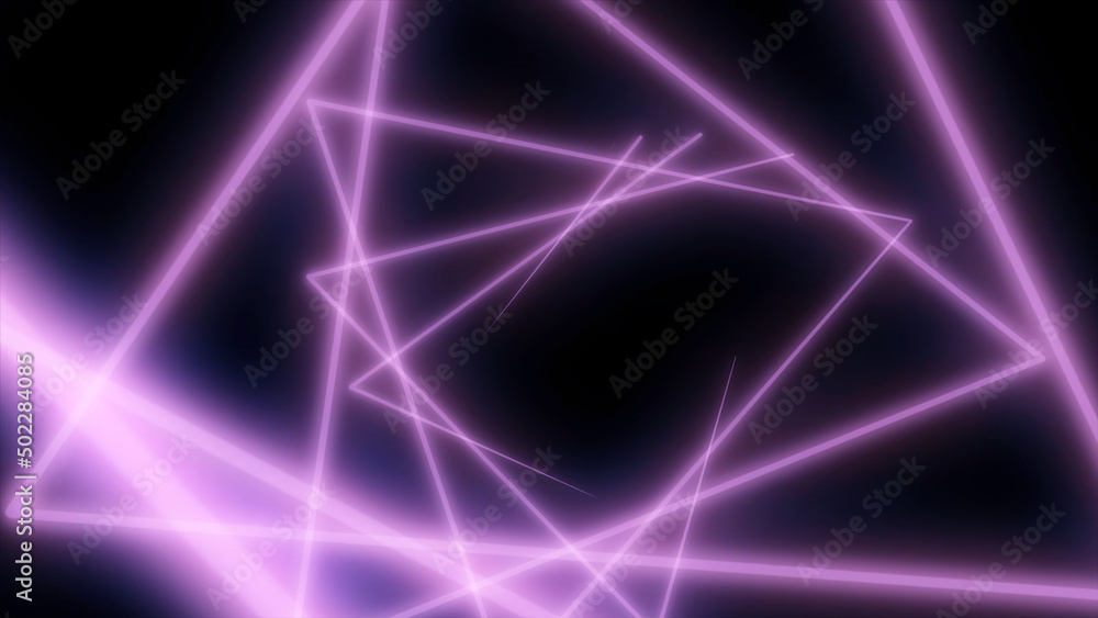 Aufkleber abstract neon polygons in black space. lasers lines moving in a circle