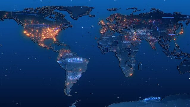 Global earth map rotating digital world breaking news Studio Background