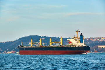 Bulk carrier in Bosphorus Strait, Istanbul, Turkey