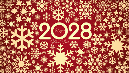 2028 Happy New Year in golden design, Holiday greeting card design.