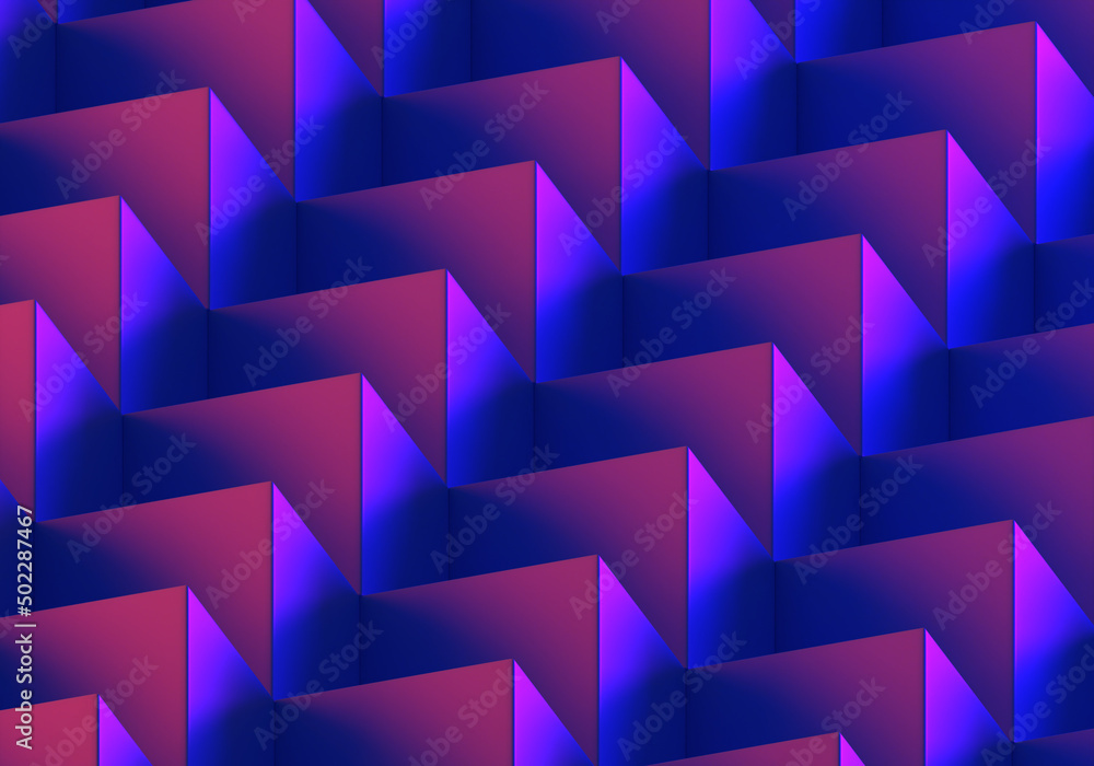 Poster Gradient background purple. Very peri texture consists of cubes shapes. Transition and gradation purple. Background with violet gradient. Geometric abstract background. Abstract wallpaper. 3d image.