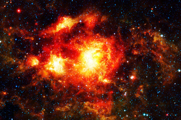 Fototapeta na wymiar Red space nebula. Elements of this image furnished by NASA