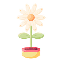 Isolated flower in a flowerpot Flat icon Vector illustration