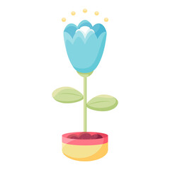 Isolated flower in a flowerpot Flat icon Vector illustration