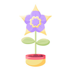 Isolated flower in a flowerpot Flat icon Vector illustration