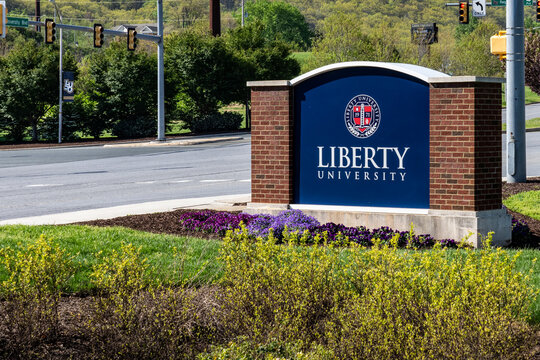 Lynchburg, Virginia - April 22, 2022: Liberty University is a private Evangelical university founded by Jerry Falwell Sr. and Elmer L. Towns in 1971.