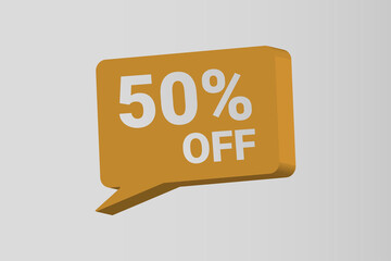 50% off sale 3d text box vector design element