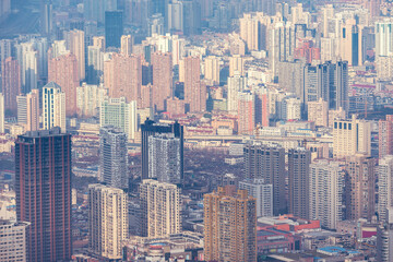 Fototapeta na wymiar View of the city center at morning time. Shanghai.