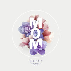 Happy Mother's Day Calligraphy with  blossom flowers background.Symbols of love with copy space for texts.