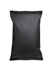 Black foil food package mockup, template for design use