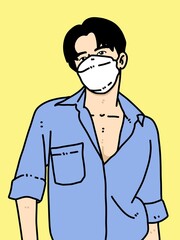 Fototapeta premium cute man cartoon on yellow background