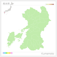 Fototapeta na wymiar 熊本県・Kumamoto Map