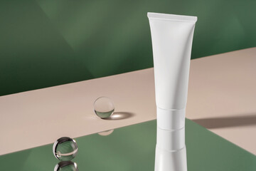 Cosmetic cream mockup showcase product presentation. Showcase mock up for advertising, cosmetics...