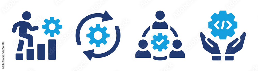Poster Technology development icon set. Developer symbol vector isolated on white background.