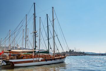 Fototapeta na wymiar Scenic view of yachts moored in Milta Bodrum Marina, Turkey