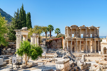 View of the the Library of Celsus in Ephesus (Efes). - 502297639