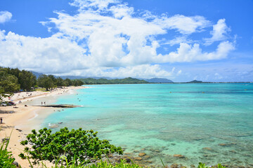 Ocean view with turquoise waters at Kailua Beach Park on the windward side of Oahu, Hawaii
