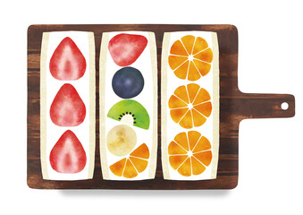 フルーツサンド水彩画