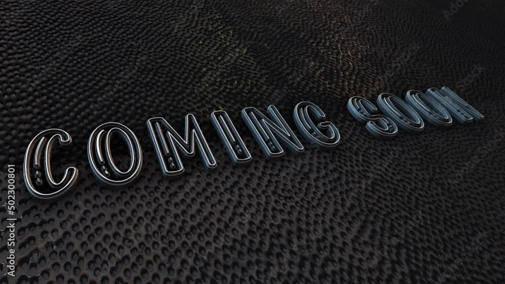 Poster 3d chrome white text word cloud flying of coming soon animation effect. 4k 3d animation word flying 