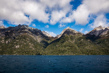 View of the Andes Mountains from the Nahuel Huapi lake, Bariloche, Rio Negro, Argentina
