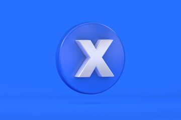 Fototapeta premium Blue Cross Mark icon isolated background. 3D rendering button design concept. 3D rendering. 3D illustration