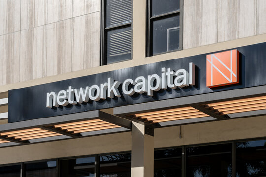  
Miami, Florida, USA - January 2, 2022: Network Capital Sign Is Shown At Their Regional Office In Miami, Florida, USA. Network Capital Is A Fintech Direct Mortgage Lender And Servicer. 
