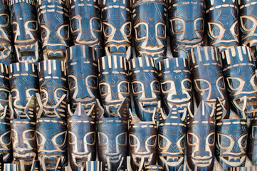 KOLKATA, WEST BENGAL , INDIA - DECEMBER 14TH 2013 : Wooden Artworks of handicraft, on display...