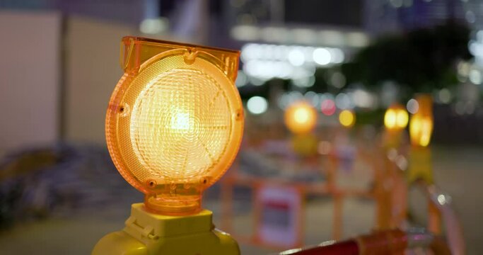 Yellow caution light at street