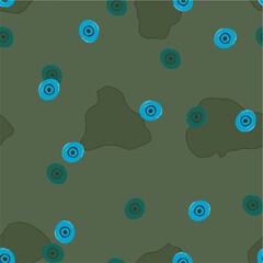 Obraz premium Pattern with bacteria in the form of circles, on a dark green background for your design