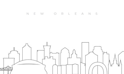 Outline New Orleans skyline. Trendy template with New Orleans city buildings and landmarks in line style. Stock vector design. - obrazy, fototapety, plakaty