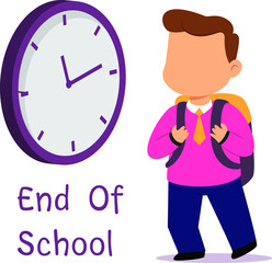 Schoolboy are happy because it's time to go home from school. end of school year. The concept of education. Flat vector illustration isolated.