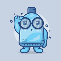 genius toothpaste tube character mascot with think expression isolated cartoon in flat style design