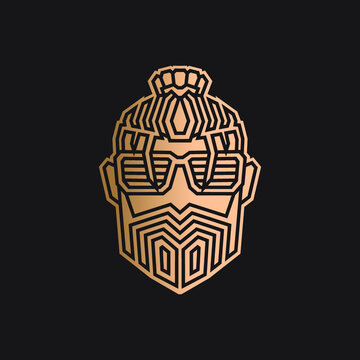 recommend clip art: Undercut pompadour man logo line pop art potrait colorful design with dark background. Abstract vector illustration.