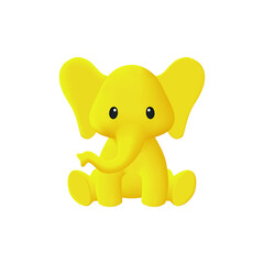 realistic baby elephent cartoon model vector illustration, 3d yellow baby elephant